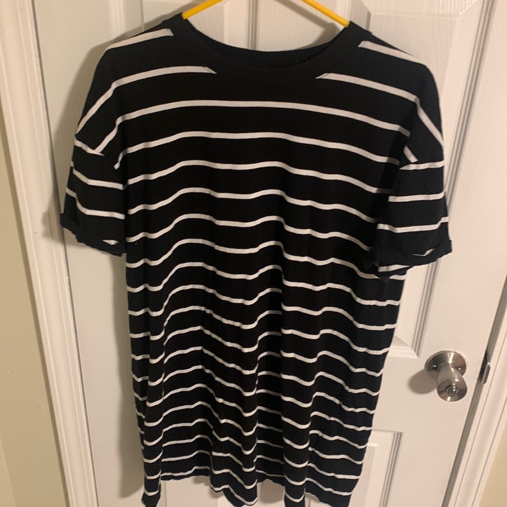 black and white stripped T-shirt dress